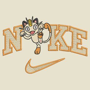 Nike Pokemon Meowth HOODIE Embroidered Adult Unisex Hooded Sweatshirt